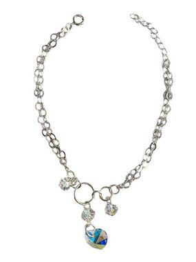 925 Sterling Silver Iridescent Crystal Heart Charm Bracelet - Adjustable 160+20m